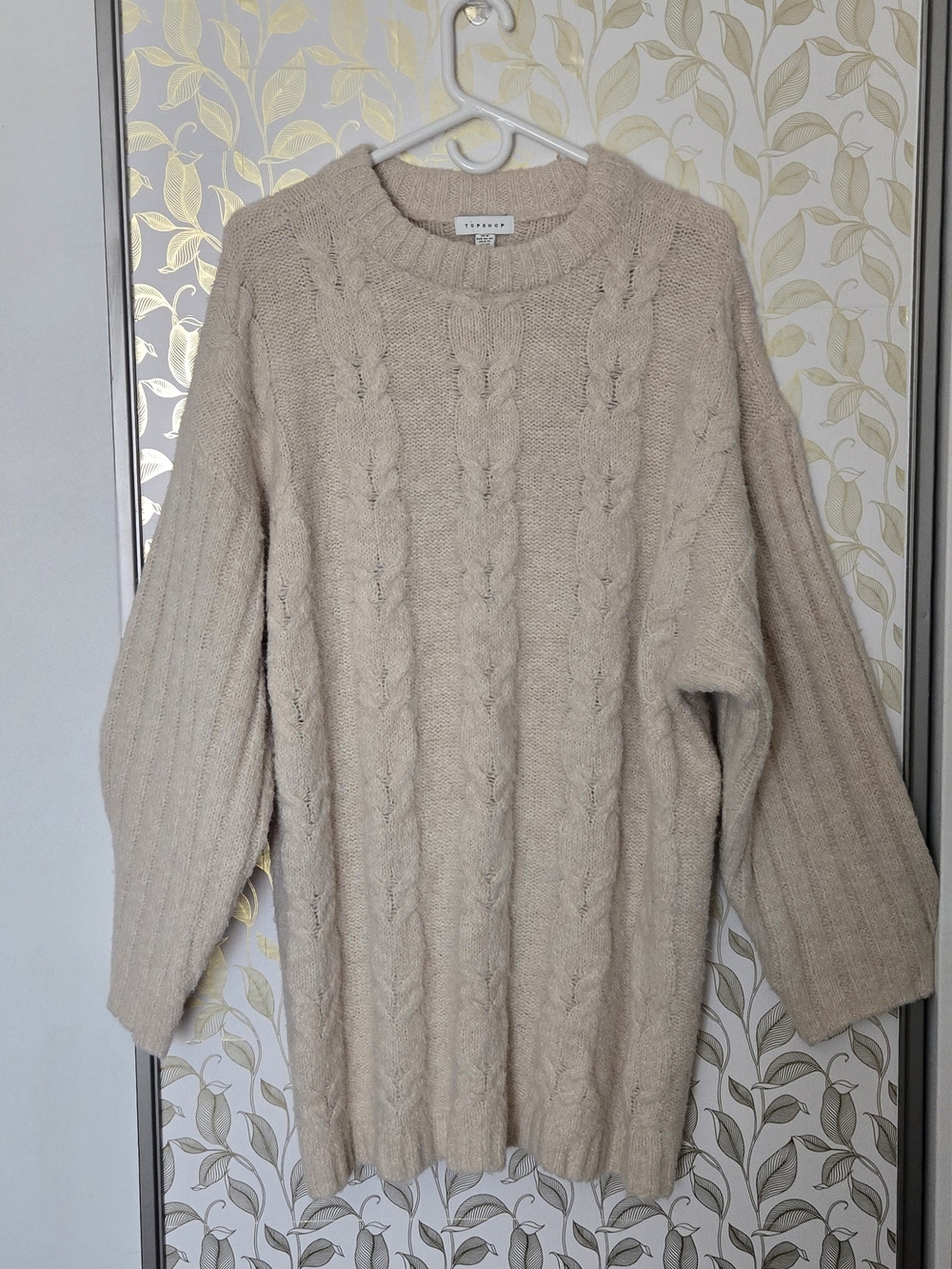 💕 Topshop (Nordstrom) Beige Oversized Cable Knit Sweater- COZY 😻